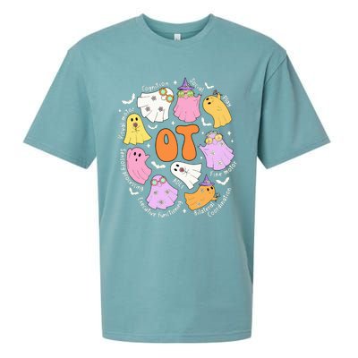 Occupational Therapy Ot Ota Cute Ghost Hippie Halloween Sueded Cloud Jersey T-Shirt