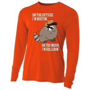 ON THE OUTSIDE IM HOOTIN ON THE INSIDE IM HOLLERIN Cooling Performance Long Sleeve Crew