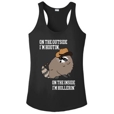 ON THE OUTSIDE IM HOOTIN ON THE INSIDE IM HOLLERIN Ladies PosiCharge Competitor Racerback Tank