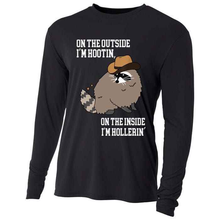 ON THE OUTSIDE IM HOOTIN ON THE INSIDE IM HOLLERIN Cooling Performance Long Sleeve Crew