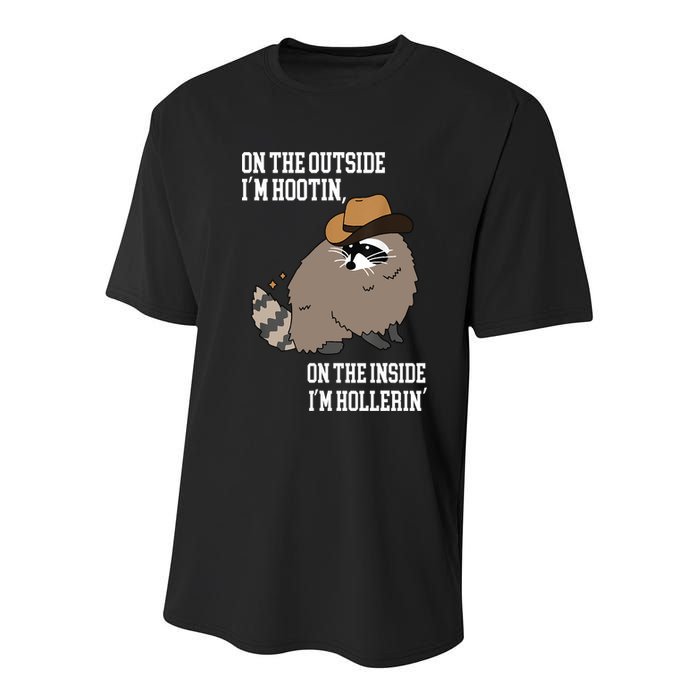 ON THE OUTSIDE IM HOOTIN ON THE INSIDE IM HOLLERIN Youth Performance Sprint T-Shirt