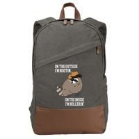 ON THE OUTSIDE IM HOOTIN ON THE INSIDE IM HOLLERIN Cotton Canvas Backpack