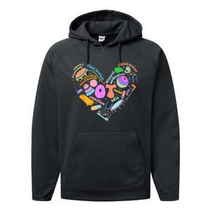 Occupational Therapy OT Therapist Heart Inspire OT Month Performance Fleece Hoodie