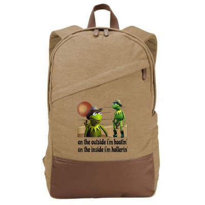 On The Outside I'm Hootin On The Inside I'm Hollerin Cotton Canvas Backpack