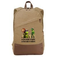 On The Outside I'm Hootin On The Inside I'm Hollerin Cotton Canvas Backpack