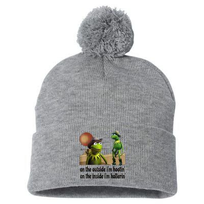On The Outside I'm Hootin On The Inside I'm Hollerin Pom Pom 12in Knit Beanie