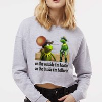On The Outside I'm Hootin On The Inside I'm Hollerin Cropped Pullover Crew