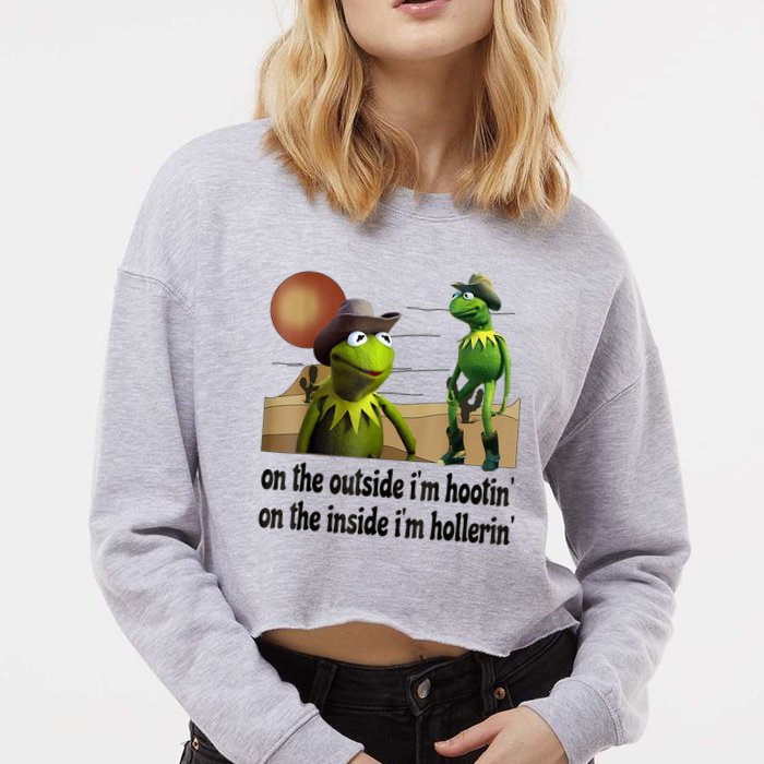On The Outside I'm Hootin On The Inside I'm Hollerin Cropped Pullover Crew