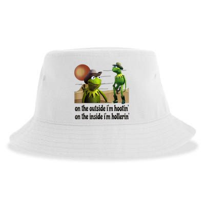 On The Outside I'm Hootin On The Inside I'm Hollerin Sustainable Bucket Hat