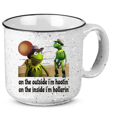 On The Outside I'm Hootin On The Inside I'm Hollerin 15oz Campfire Ceramic Mug
