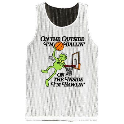 On The Outside Im Ballin On The Inside Im Bawlin Mesh Reversible Basketball Jersey Tank