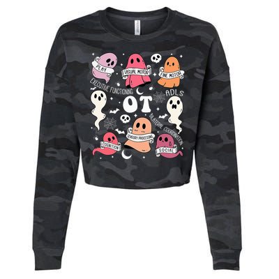 Occupational Therapy OT OTA Halloween Spooky Cute Ghosts Cropped Pullover Crew