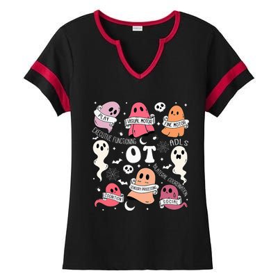 Occupational Therapy OT OTA Halloween Spooky Cute Ghosts Ladies Halftime Notch Neck Tee