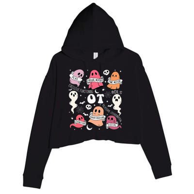 Occupational Therapy OT OTA Halloween Spooky Cute Ghosts Crop Fleece Hoodie