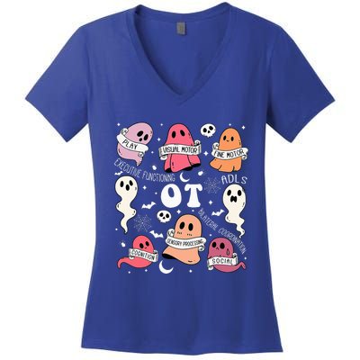 Occupational Therapy OT OTA Halloween Spooky Cute Ghosts Women's V-Neck T-Shirt