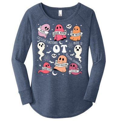 Occupational Therapy OT OTA Halloween Spooky Cute Ghosts Women's Perfect Tri Tunic Long Sleeve Shirt