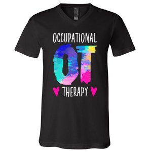 Occupational Therapist OTA Colorful Occupational Therapy V-Neck T-Shirt