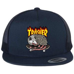 Opossum Trasher Flat Bill Trucker Hat