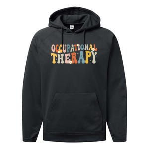 Occupational Therapy OT Therapist OT Month Groovy Retro Performance Fleece Hoodie