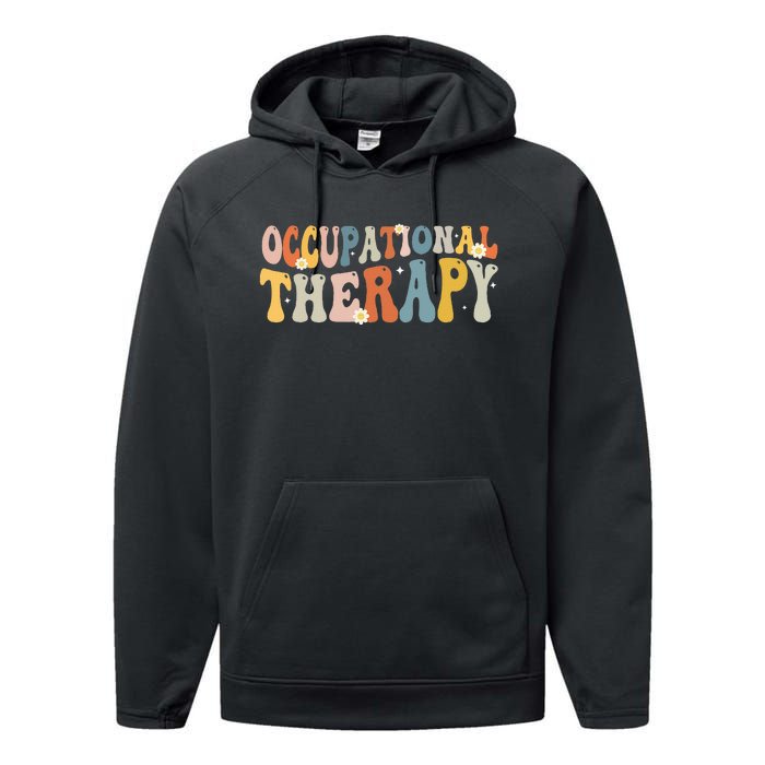 Occupational Therapy OT Therapist OT Month Groovy Retro Performance Fleece Hoodie