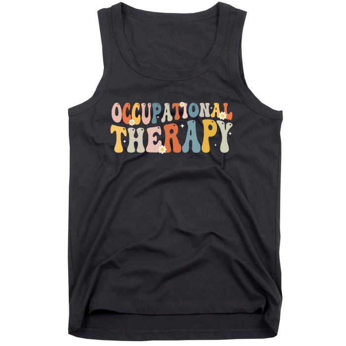 Occupational Therapy OT Therapist OT Month Groovy Retro Tank Top