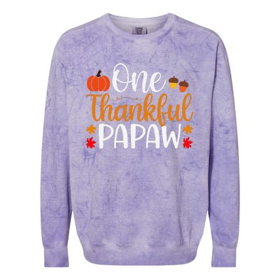 One Thankful Papaw Thankgiving Fall Autumn Pumpkin Dad Colorblast Crewneck Sweatshirt