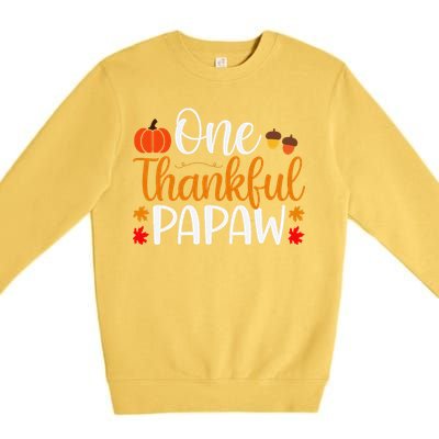 One Thankful Papaw Thankgiving Fall Autumn Pumpkin Dad Premium Crewneck Sweatshirt