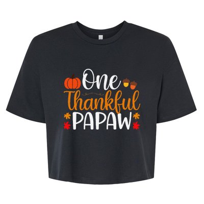 One Thankful Papaw Thankgiving Fall Autumn Pumpkin Dad Bella+Canvas Jersey Crop Tee