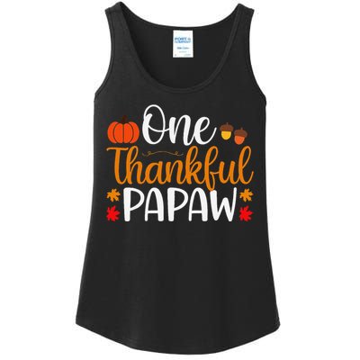 One Thankful Papaw Thankgiving Fall Autumn Pumpkin Dad Ladies Essential Tank