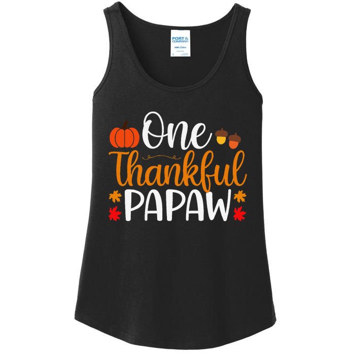 One Thankful Papaw Thankgiving Fall Autumn Pumpkin Dad Ladies Essential Tank