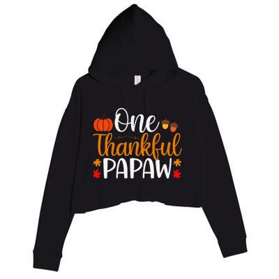 One Thankful Papaw Thankgiving Fall Autumn Pumpkin Dad Crop Fleece Hoodie