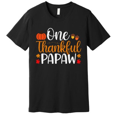 One Thankful Papaw Thankgiving Fall Autumn Pumpkin Dad Premium T-Shirt