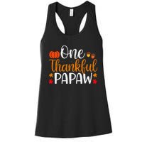 One Thankful Papaw Thankgiving Fall Autumn Pumpkin Dad Women's Racerback Tank