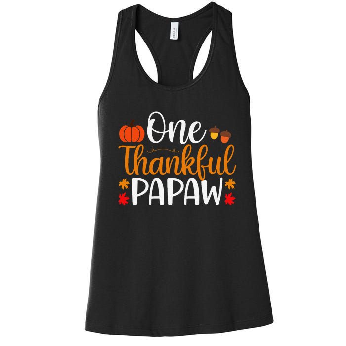 One Thankful Papaw Thankgiving Fall Autumn Pumpkin Dad Women's Racerback Tank