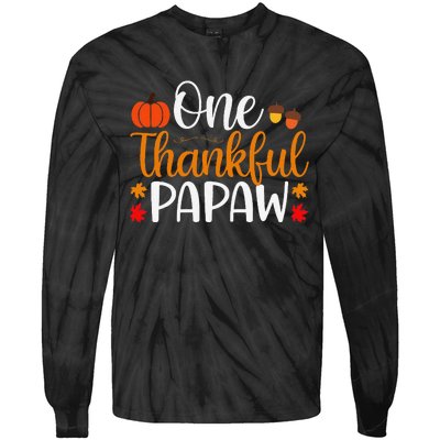 One Thankful Papaw Thankgiving Fall Autumn Pumpkin Dad Tie-Dye Long Sleeve Shirt