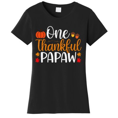 One Thankful Papaw Thankgiving Fall Autumn Pumpkin Dad Women's T-Shirt