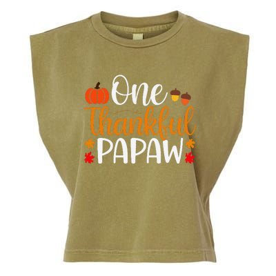 One Thankful Papaw Thankgiving Fall Autumn Pumpkin Dad Garment-Dyed Women's Muscle Tee