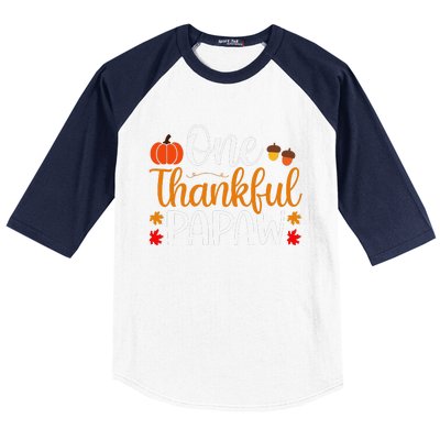 One Thankful Papaw Thankgiving Fall Autumn Pumpkin Dad Baseball Sleeve Shirt