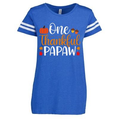 One Thankful Papaw Thankgiving Fall Autumn Pumpkin Dad Enza Ladies Jersey Football T-Shirt