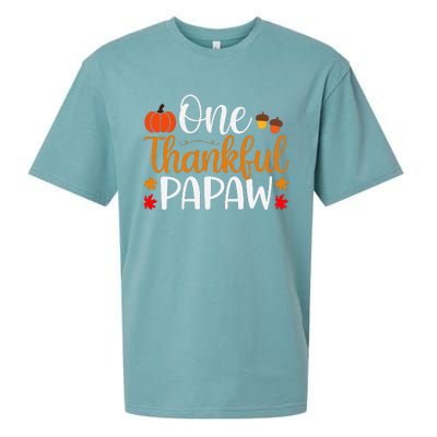 One Thankful Papaw Thankgiving Fall Autumn Pumpkin Dad Sueded Cloud Jersey T-Shirt