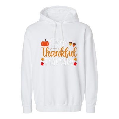 One Thankful Papaw Thankgiving Fall Autumn Pumpkin Dad Garment-Dyed Fleece Hoodie