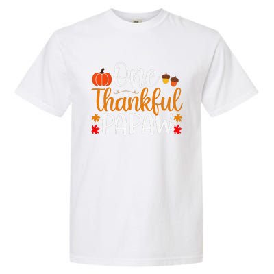 One Thankful Papaw Thankgiving Fall Autumn Pumpkin Dad Garment-Dyed Heavyweight T-Shirt