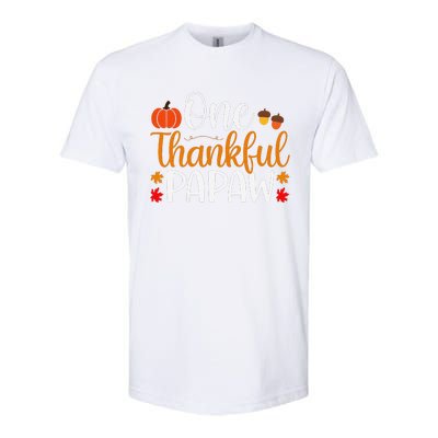 One Thankful Papaw Thankgiving Fall Autumn Pumpkin Dad Softstyle CVC T-Shirt