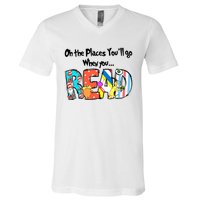 Oh The Places You'll Go When You Read National Read Across America V-Neck T-Shirt