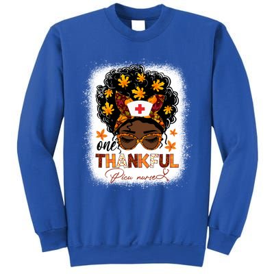 One Thankful Picu Nurse Messy Bun Black Thanksgiving Cool Gift Sweatshirt