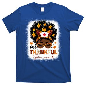 One Thankful Picu Nurse Messy Bun Black Thanksgiving Cool Gift T-Shirt