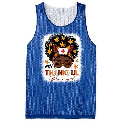 One Thankful Picu Nurse Messy Bun Black Thanksgiving Cool Gift Mesh Reversible Basketball Jersey Tank