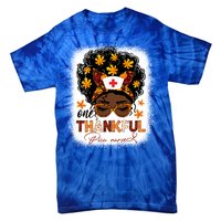 One Thankful Picu Nurse Messy Bun Black Thanksgiving Cool Gift Tie-Dye T-Shirt