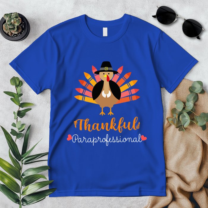 One Thankful Paraprofessional Para Thanksgiving Cute Turkey Premium T-Shirt
