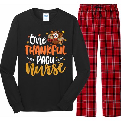 One Thankful Pacu Nurse Turkey Leopard Thanksgiving Cute Gift Long Sleeve Pajama Set